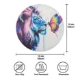 thumbnail image 4 of Round Plate Mat 15.4x15.4 Inchesx4 Placemat Table Mat Kitchen Mat Coffee Mat Fabric Thick, Strong Wear-Resistant, Heat Resistance Lion and Butterfly, 4 of 7
