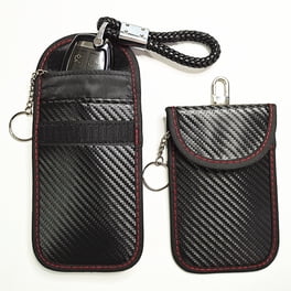 Porte-clés Faraday En Cuir – Bloqueur RFID Pour Clés De Voiture – Double Fermeture éclair, Dimensions 5,1 X 10,2 Cm