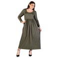 thumbnail image 3 of Plus Size Empire Waist Pleated Pocket Maxi Dress, 3 of 10