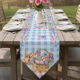 thumbnail image 6 of Easter Bunny Table Runner Linen Burlap Table Runner 70 Inches Long Spring Easter Eggs Floral Blue Check Dresser Scarves for Kitchen Island Coffee Dining Party Wedding Banquet Holiday Decor 13"x70", 6 of 8
