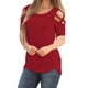 thumbnail image 2 of Camiseta con hombros descubiertos y tiras cruzadas de manga tres cuartos para mujer Blusas Fridja hj390, 2 of 6