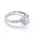 thumbnail image 3 of JeenMata Semi-Infinity Pave 1.75 Carat Emerald Cut Moissanite Prong Set Engagement Ring In 18K White Gold Plating Over Silver, 3 of 7