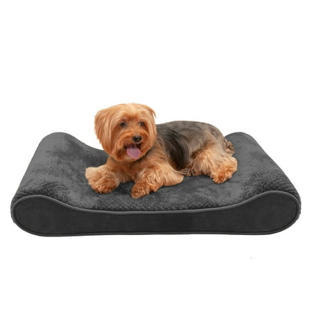 UPC: 0842229118148 | FurHaven Pet Products Minky Plush & Velvet Luxe Lounger Memory Foam Contour Pet Bed for Dogs & Cats – Gray Medium
