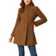 thumbnail image 1 of Abrigo de mujer INSPIRE CHIC de longitud media con cuello alto, de un solo botón, abrigo de invierno, marrón oscuro, talla XL, 1 of 6