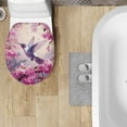 thumbnail image 4 of ZIATUBLE Hummingbird Toilet Lid Seat Cover Cherry Blossom Soft Flannel Elongated Toilet Lid Cover for Home with Elastic Band Toilet Seat Cover Protector Universal Home Accessories, 4 of 6