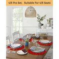 thumbnail image 5 of 13 Inch Round Placemats Set of 6, Christmas Red Non Slip Heat Insulation PP Table Mats, Winter Snowflakes Xmas Retro Washable Place Mats for Kitchen Dining Party Table Decor, 5 of 7