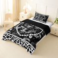 thumbnail image 2 of Manfei Pretty Monogrammed L Twin Comforter Sets,Lovely Pearl Cheetan Print Bedding Set,Black,Black Reversible,2 Pieces,1 Comforter and 1 Pillowcase, 2 of 7