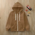 thumbnail image 5 of KaLI_Store Zip up Hoodie Long Sleeve Girls Tops fleece Boys Jackets Boys Sweatshirt Coat&jacket(Y1-Khaki,6-7 Years), 5 of 5