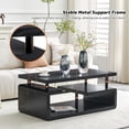 thumbnail image 4 of 43.3" 3-Tier Storage Coffee Table, Modern Wood Center Table with Stainless Steel Legs, Easy Assembly Living Room Office Apartment, Retro Wood Grain, 4 of 9