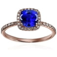 thumbnail image 3 of 2.05 Carat Blue Sapphire 7mm Cushion Cut And Moissanite Diamond Engagement Ring in 10k Rose Gold For Women, 3 of 4