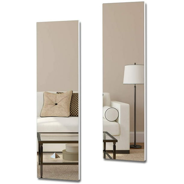 Full Length Wall Mount Frameless Mirror For Make Up And Decor 2 Piece Set Free Combination Living Room Bedroom Bathroom Com - Wall Mounted Mirror Bedroom