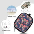 thumbnail image 4 of V-Moro earbud case holder，General printing Leather Organizer Carrying Case，For Airpods Pro 2/3/1/2 Storage Bag With zipper & Carabiner Clip-Navy+Rose, 4 of 6