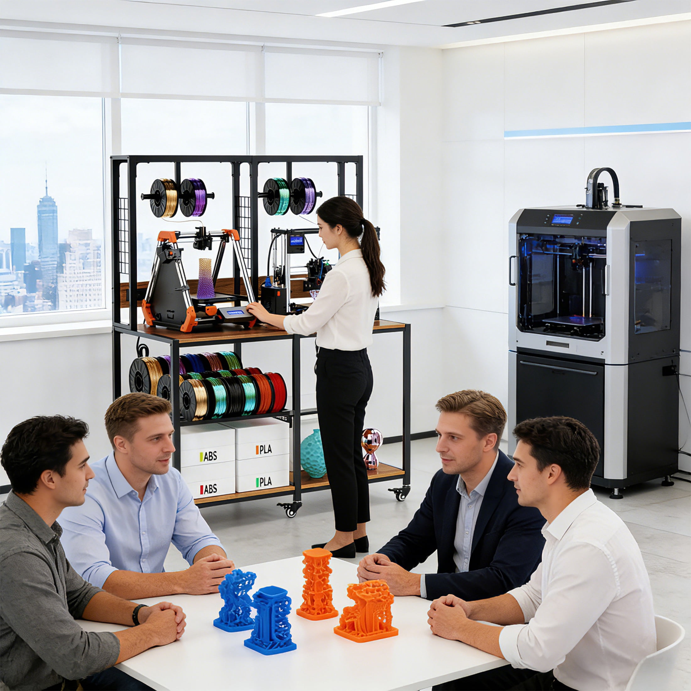 Noble House Double 3D Printer Stand with Filament Storage, Heavy-Duty Metal Dual Workbench with Lockable Wheels, Black