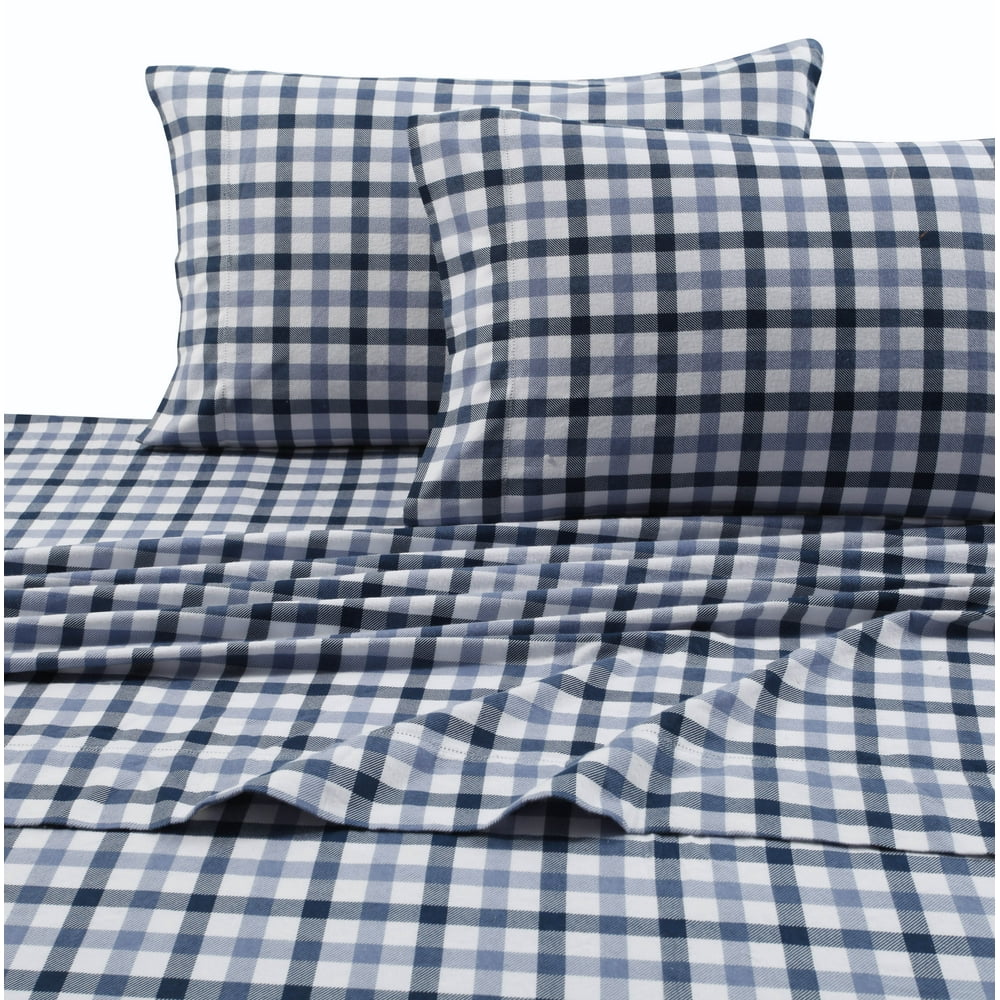 Heavyweight 200-GSM Micro-Plaid Printed Extra Deep Pocket Flannel Sheet
