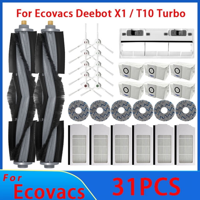 For Deebot X1 OMNI T10 TURBO Vacuum Cleaner Robot Filter Side Brush Cleaning Cloth Spare Parts Dust Box Accessories 31pcs