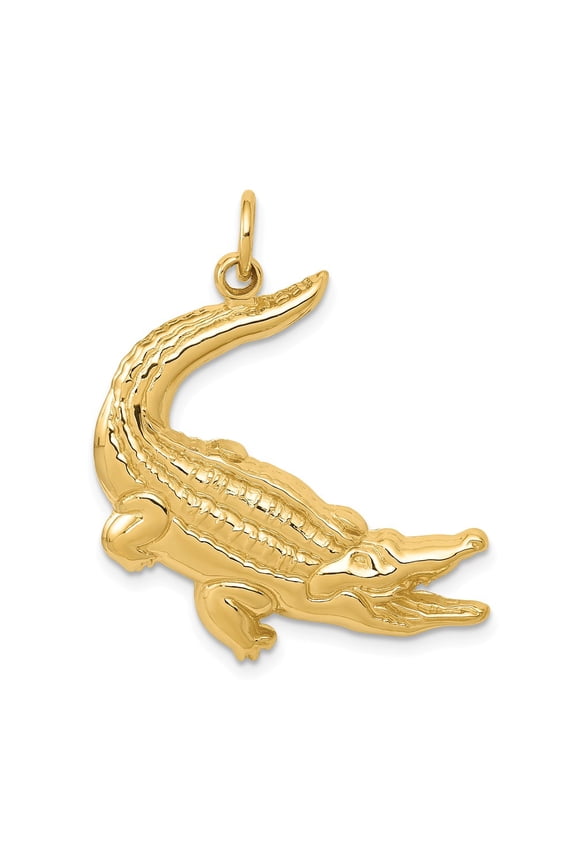 Real 14kt Yellow Gold Alligator Charm Pendant; for Adults and Teens; for Women and Men