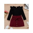 thumbnail image 3 of Douhoow 2PCS Toddler Girl Fall Clothes Kid Ribbed Sweater Bow Corduroy Short Skirts, 3 of 9