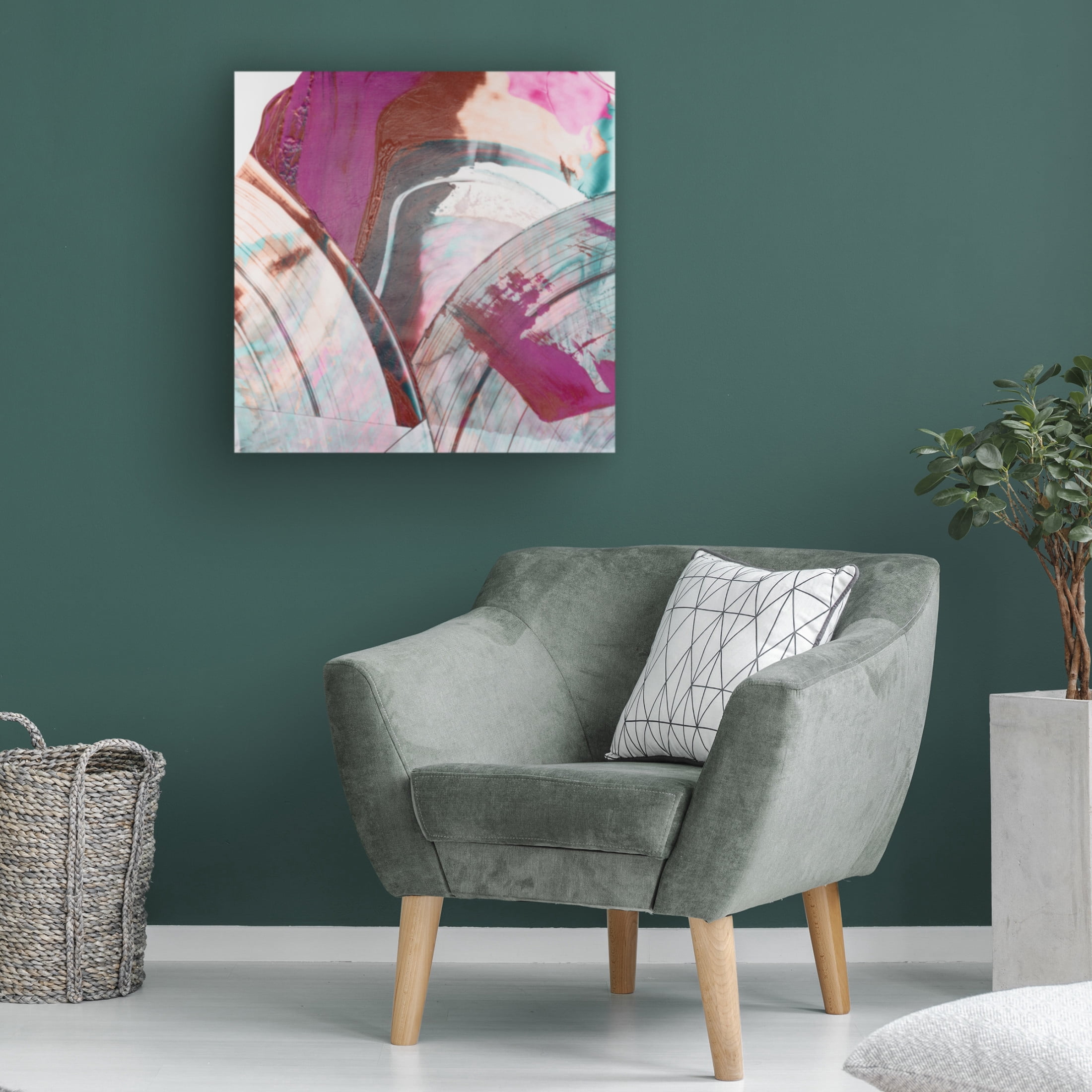 Canvas Wall Art - Ethan Harper 'Magenta and Patina I' Wall Art for Living Room, Bedroom, or Office Décor by Trademark Fine Art - 35 x 35 Inches