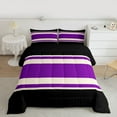 thumbnail image 2 of jejeloiu Geometric Stripes Full Size Comforter Sets,Modern Abstract Bedding Comforter Set,Purple Black Lines Bedding Sets For Girls,Microfiber Bedroom Decor Reversible,3pcs, 2 of 8