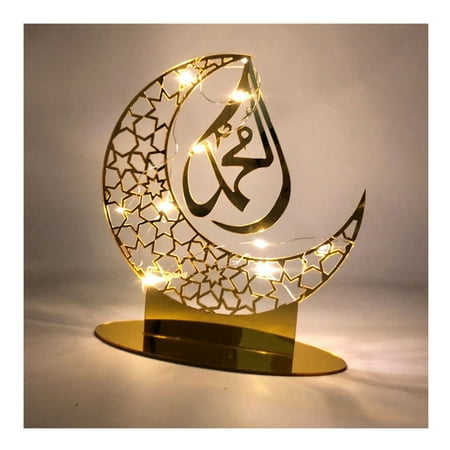 

Classic Acrylic Ramadan Decor Lights Eid Mubarak Moon Star Tabletop Ornament Party Supplies Home Decor For Home Table Ramadan Decorations Ramadan Gifts Gold BT006