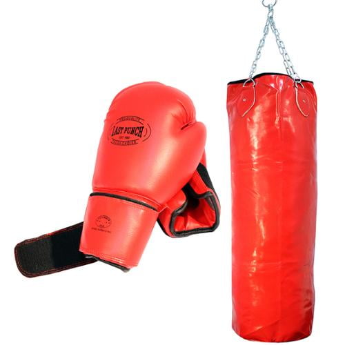 Kickboxing canvas  Punching bag" LAST PUNCH" w/chain & Punching gloves Boxing 