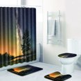 thumbnail image 1 of Ensemble de 4 Pcs Tapis de Bain Motif Étoilé Couverture de Tapis de Toilette Ensemble de Rideau de Douche, 1 of 5