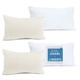 thumbnail image 1 of Nestl Plush 2 Pack Solid Decorative Microfiber Rectangle Throw Pillow Cover with Throw Pillow Insert for Couch, Off White, 12" x 20", 1 of 8