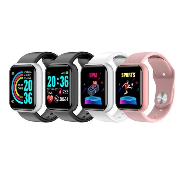 Methold cardiaco Calorias Cuenta de pasos Reloj inteligente Compatible con Bluetooth 4.0 Reloj de de fitness de recordatorio Electronica Blanco negro Walmart en linea