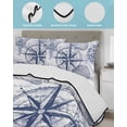 thumbnail image 4 of Quilts Queen Size, Purple Blue Compass Soft Comforter Bedding Set for Bed, Vintage Nautical Summer Ocean Shell Lightweight Quilted Bedspread with Pillow Cover(2 Pieces) for All Season, 90x96 Inch, 4 of 6