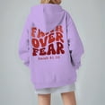 thumbnail image 5 of MuXi Women's Oversized Letter Print Hoodie Soft Pullover Sweatshirt Casual Loose Fit Comfortable Daily Wear (Light Purple,XL), 5 of 6