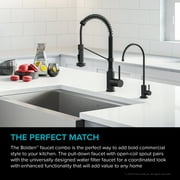 KRAUS Bolden Commercial Style Pull-Down Kitchen Faucet and Purita Water Filter Faucet Combo in Matte Black