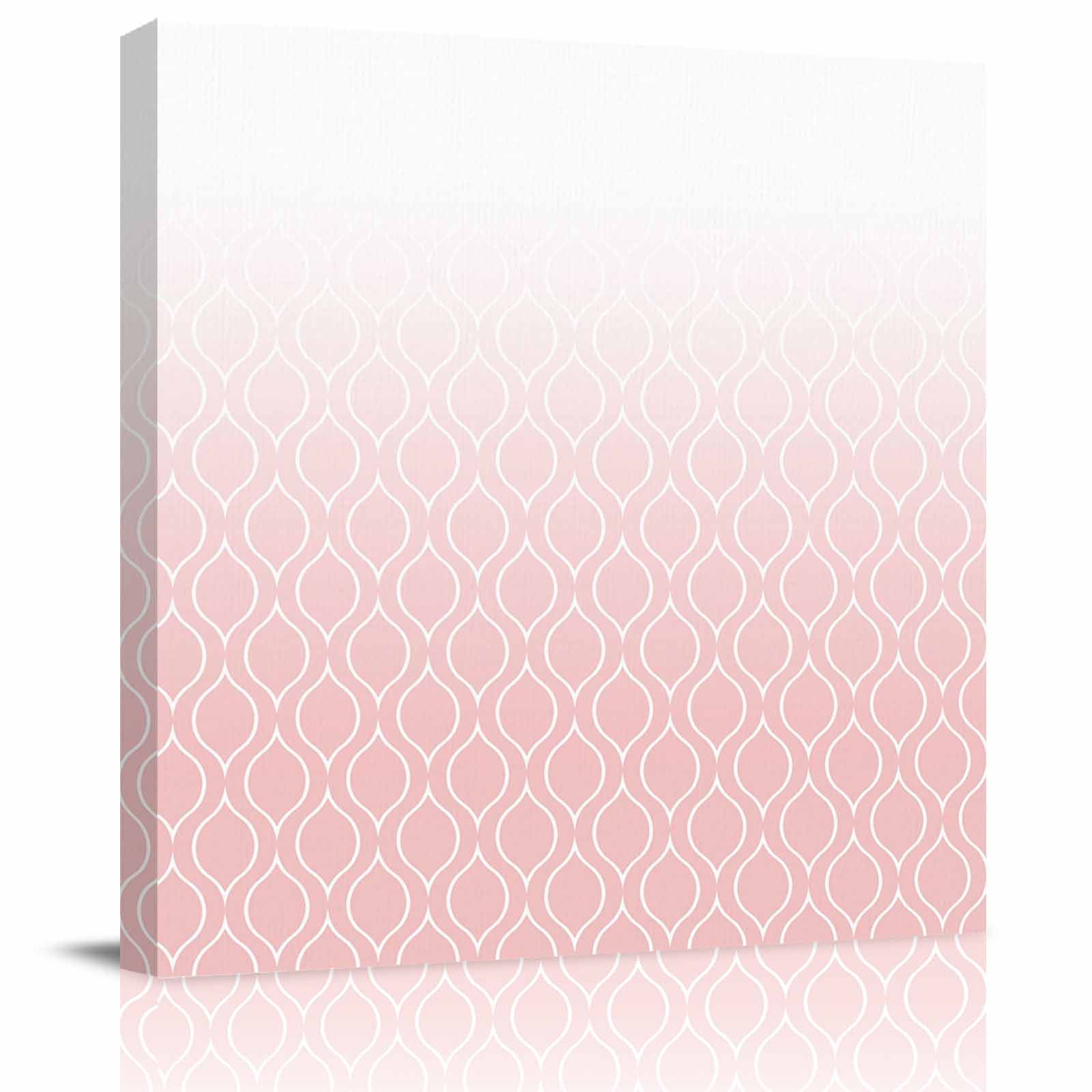 Framed Canvas Wall Art for Living Room Pink Morocco Wall Decor Ombre Geometric Lines Pattern Aesthetic Paintings for Bedroom Office Kitchen Bathroom Ready to Hang Artwork Wall Pictures 8x8 Inch