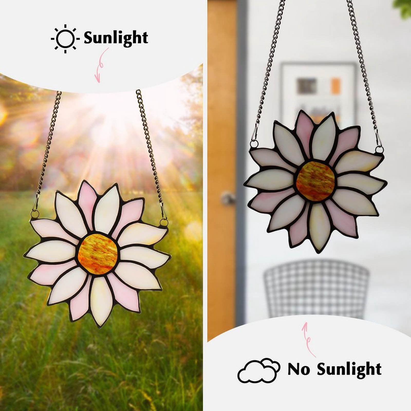 Yannianjz 4Pcs Sunflower Wind Chime Pendant, Colorful Acrylic Window Hanging Decor, Outdoor Garden Wind Chimes for Living Room, Bedroom, Courtyard