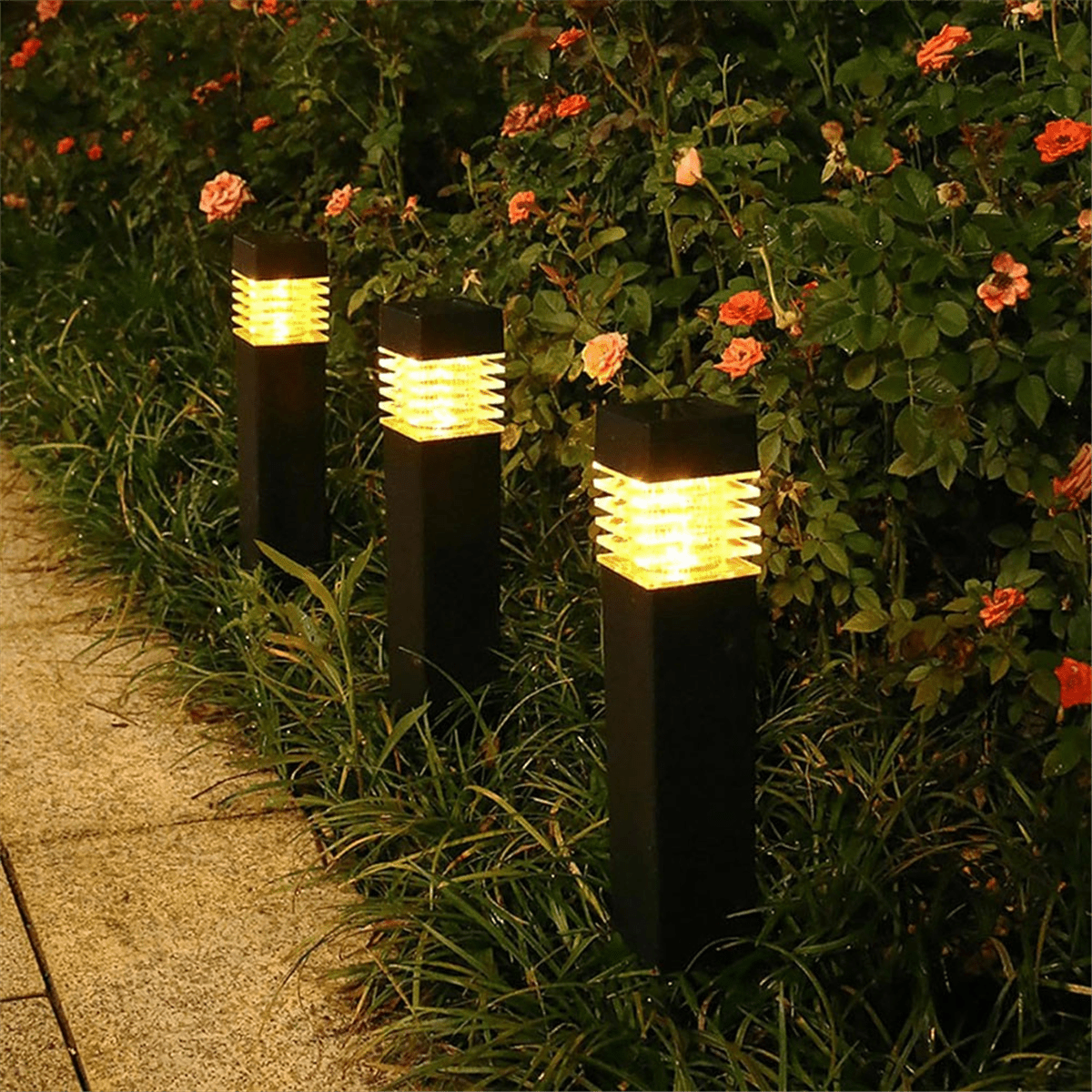 4PCS Solar Powered Solar-Powered De-Icing Light, Solar Outdoor De-Icing Light, Solar Ground Plug-in Light Warm Light