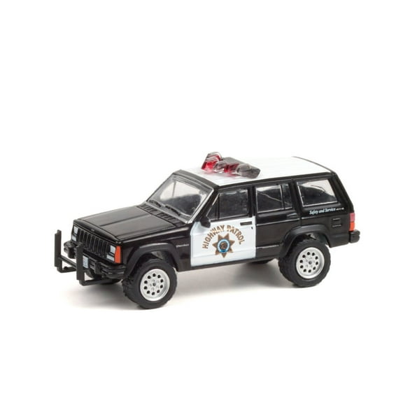California Highway Patrol 1993 Jeep Cherokee , Black and White - Greenlight 42960B/48 - 1/64 scale Diecast Model Toy Car