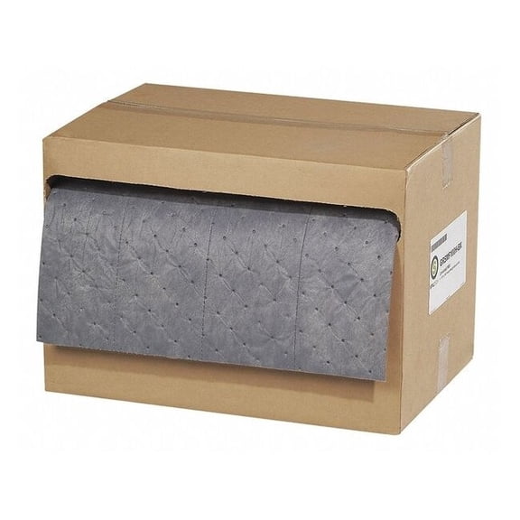 Sorbent Roll, 18 gal, 15 in x 100 ft, Universal, Gray, Polypropylene