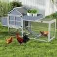 thumbnail image 4 of 80" Outdoor Wood Chicken Coop, 2-Tier Hen House with Openable PVC Roof & Planter Box, Nesting Box, Run, and Easy-Clean Tray, Backyard Patio Poultry Habitat, Gray, 4 of 11
