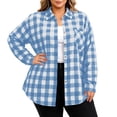 thumbnail image 4 of Horkkom Cotton Button Down Shirts for Women Loose Long Sleeve Plaid Print Flannel Shirts Casual Fall Lapel Tops with Pockets XXXXXL, 4 of 4