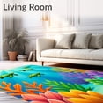 thumbnail image 2 of ODIKA 6'x9' Machine Washable Non-Slip Area Rug, Tropical Reef Bathroom Accessory Shower Curtain High Traffic Rug, Blue, 707490, 2 of 7