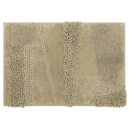 Mohawk Home Plush Cotton Fade/Stain Resistant Non-slip Machine Washable Bath Mat, Taupe, 2' x 5'