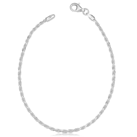 KoolJewelry 925 Sterling Silver Diamond-cut Rope Chain Bracelet (1.7 mm, 7.5 inch)