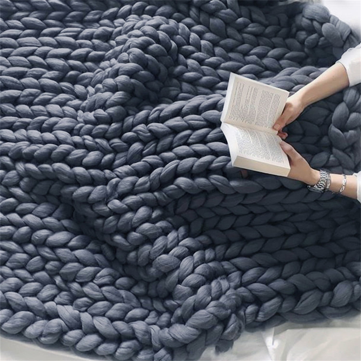 Lowestbest Chunky Knit Blanket, Handmade Warm Soft Throw Blanket, Cable Knit Blanket - Dark Grey (51" x 67") Lowestbest Chunky Knit Blanket, Handmade Warm Soft Throw Blanket, Cable Knit Blanket - Dark Grey (51" x 67")