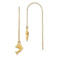 thumbnail image 1 of 14k Yellow Gold Sea Dolphin Ocean Fish Beach Nautical Threader Earrings Drop Dangle Animal Life, 1 of 6