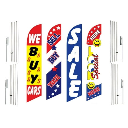 4 Swooper Flags With 4 Pole Kits We Buy Cars Sell Buy Trade Sale Look Special Here
