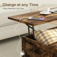 thumbnail image 6 of Coffee Table with Storage, 31.5" W Farmhouse Lift Top Wood Square Center Table with Charging Station, Rustic Cocktail Tables with Flip Top Lids for Living Room, Home Office, Rustic Brown, 6 of 12