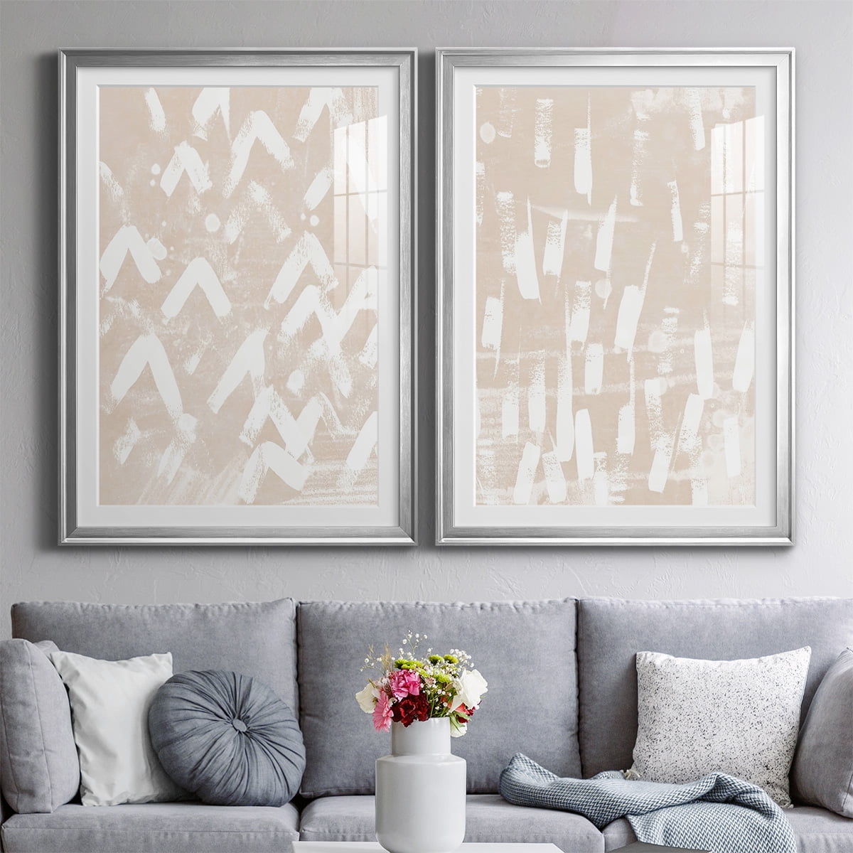 Wexford Home Earth Etching III Premium Framed Print, 30.5" x 42.5" - Ready to Hang, Silver (Set of 2)