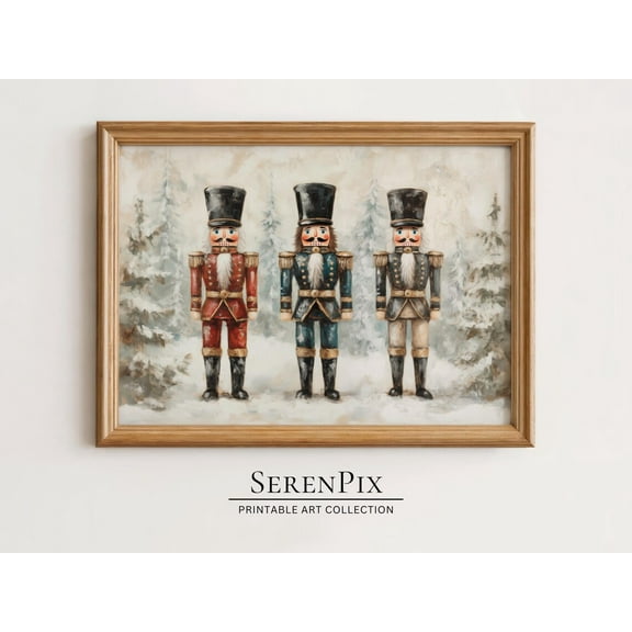 Nutcrackers Wall Art, Vintage Art, Cozy Decor, Winter Wall Decor, Holiday Decor Wall Art, Modern Wall Decor, 8x12 UNFRAMED