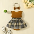 thumbnail image 3 of SUCS 2PCS Summer Newborn Baby Girl Sleeveless Triangle Dress Set Lace Big Butterfly Plaid Vest Jumpsuit Skirt, 3 of 8