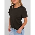 thumbnail image 3 of ANRABESS Summer T Shirts for Women, Round Neck Short Sleeve Tops for Women 2026 WrinkleFree Comfy Tshirt Basic Tee Casual Workout Tops Vacation Outfits Dark Brown S, 3 of 11
