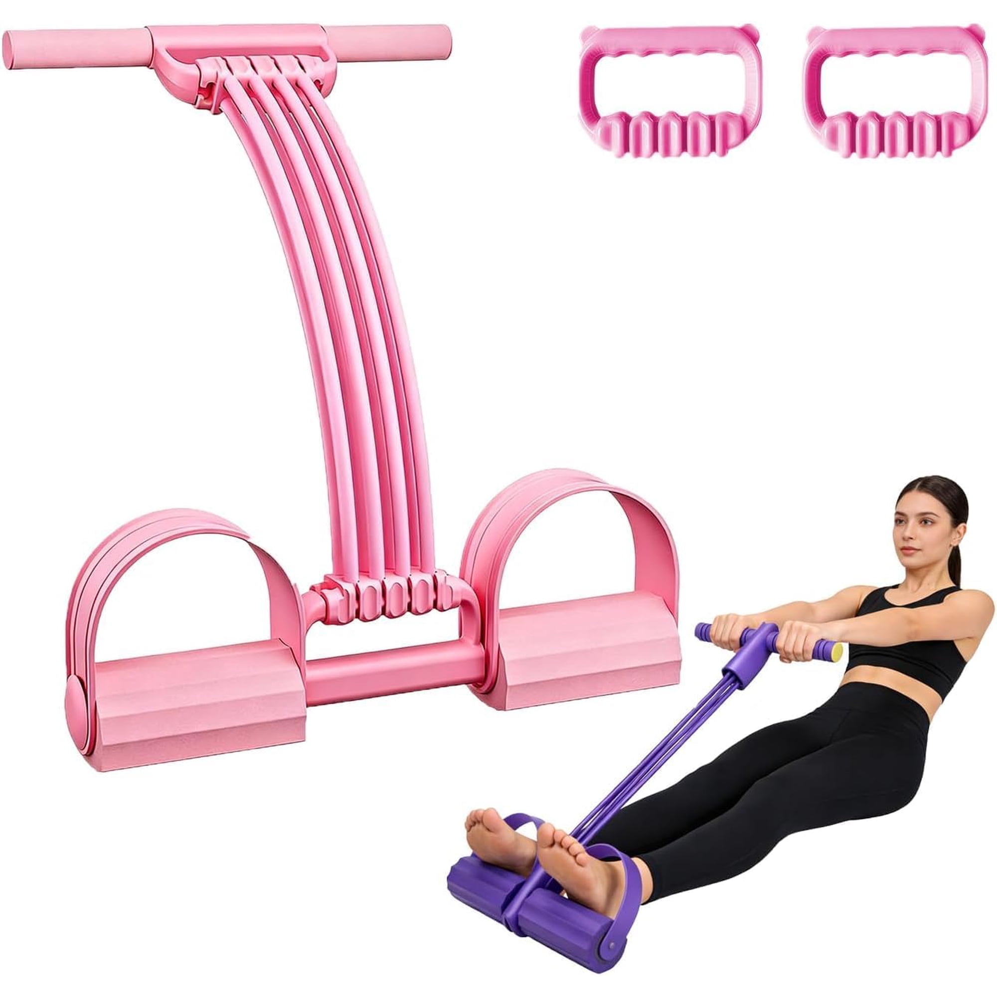 Foot Pedal Resistance Band, 2026 New Upgrate 8 Tube Exercise Band 3‑in‑1 Multi-Function for Foot Pedal Pull, Back Stretch & Chest Expand, Portable Latex Fitness